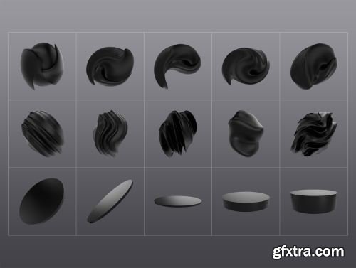 3D Black Shapes Collection Ui8.net