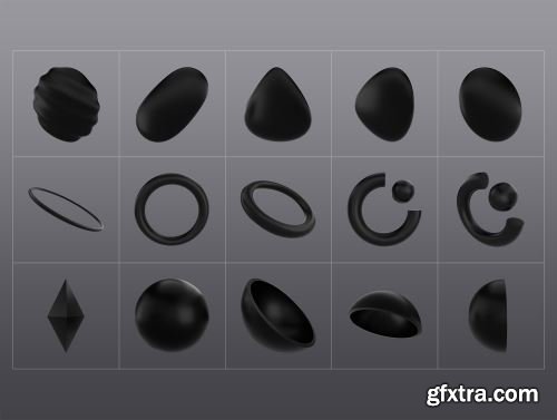 3D Black Shapes Collection Ui8.net