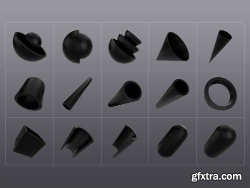 3D Black Shapes Collection Ui8.net