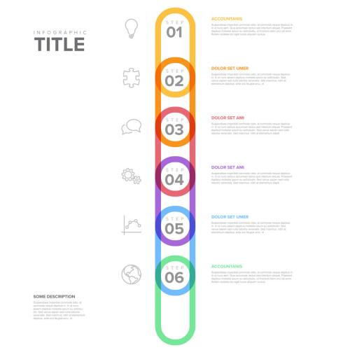 Six rounded vertical steps elements template made from thick line ovals 575936178