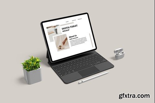 Tablet Pro With Keyboard Mockup S7BFUA9