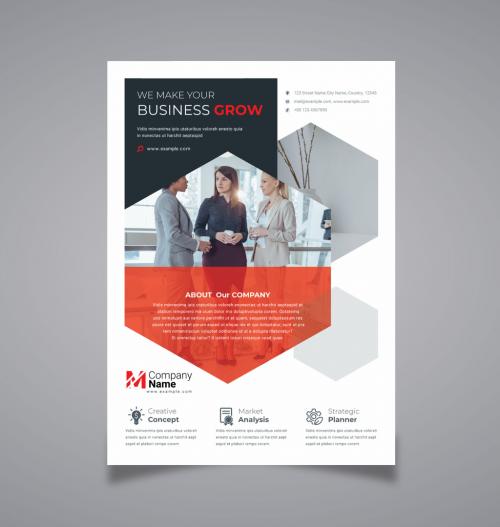 Business Flyer Layout with Red Circle Elements 573421960