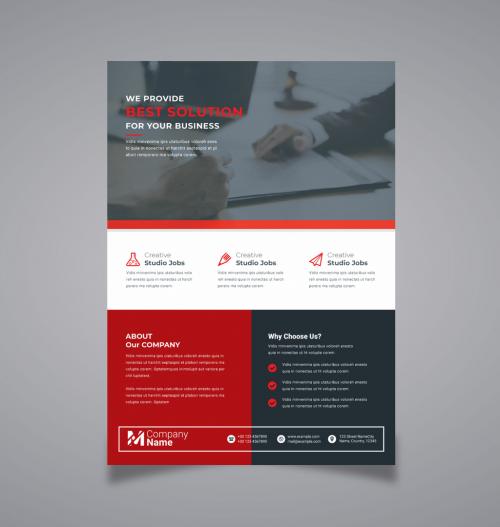 Corporate Business Flyer with Red Accents 573422031