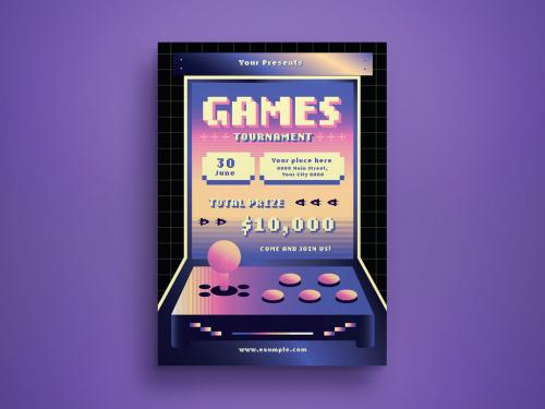 Pink Gradient Video Game Tournament Flyer Layout 571159030