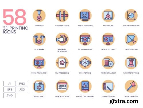 58 3D Printing Icons | Butterscotch Series Ui8.net