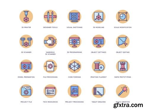 58 3D Printing Icons | Butterscotch Series Ui8.net