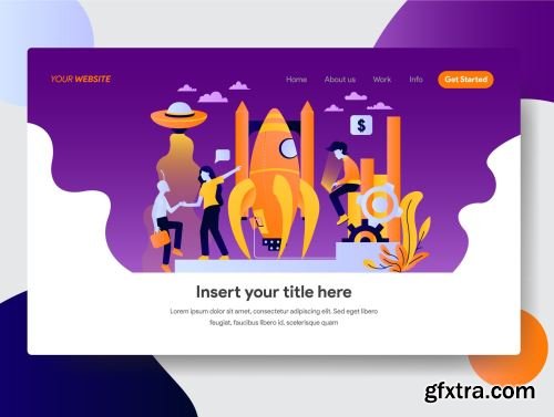 5 Startup Business Illustration with Space Theme Ui8.net