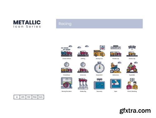 70 Racing Icons | Metallic Series Ui8.net