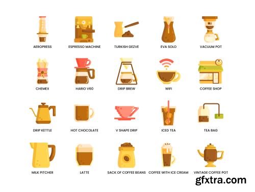 80 Coffee Icons | Caramel Series Ui8.net