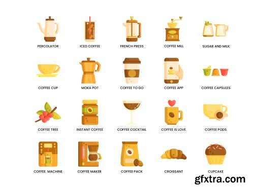 80 Coffee Icons | Caramel Series Ui8.net