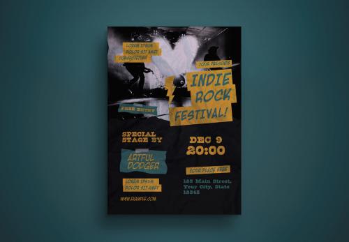 Black Indie Rock Music Flyer Layout 571159147