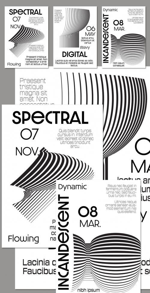 Flyer A4 Black and White Striped Abstract Futuristic Shape 570984602