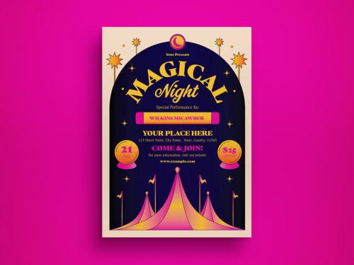 Navy Gradient Magical Night Flyer Layout 571159336