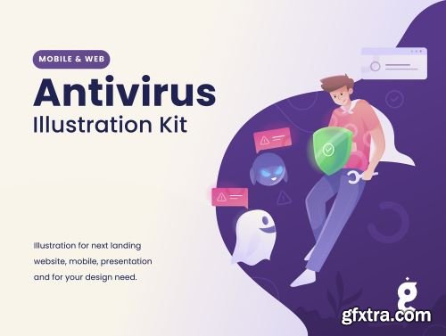 Antivirus Illustration Kit Ui8.net