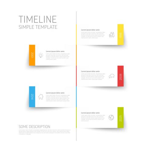 Simple minimalistic vertical timeline template on white paper blocks with shadows 571229232