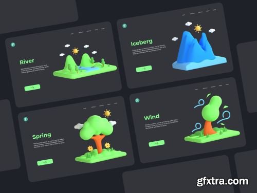 3D Nature and Environment Icons Ui8.net