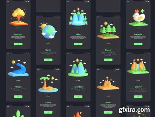 3D Nature and Environment Icons Ui8.net