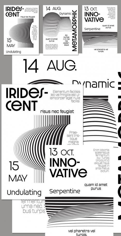 Flyer A4 Black and White Striped Abstract Futuristic Shape 566375602