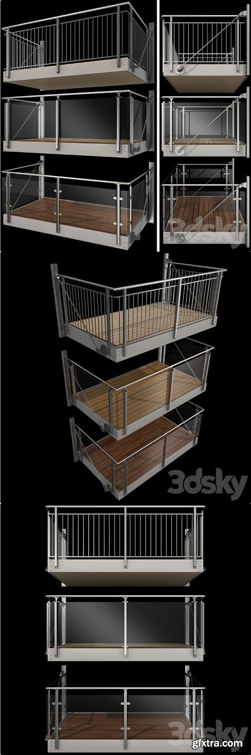 Metal balcony (3 types of console balconies)