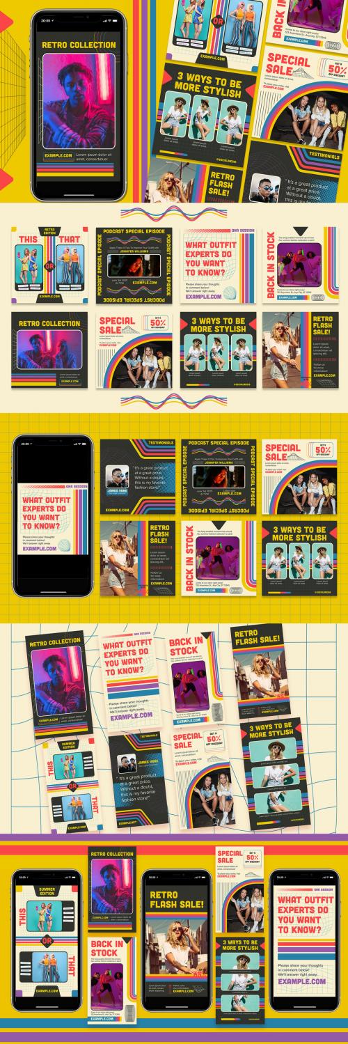 Dark Retro VHS Instagram Social Media Layout 574976225