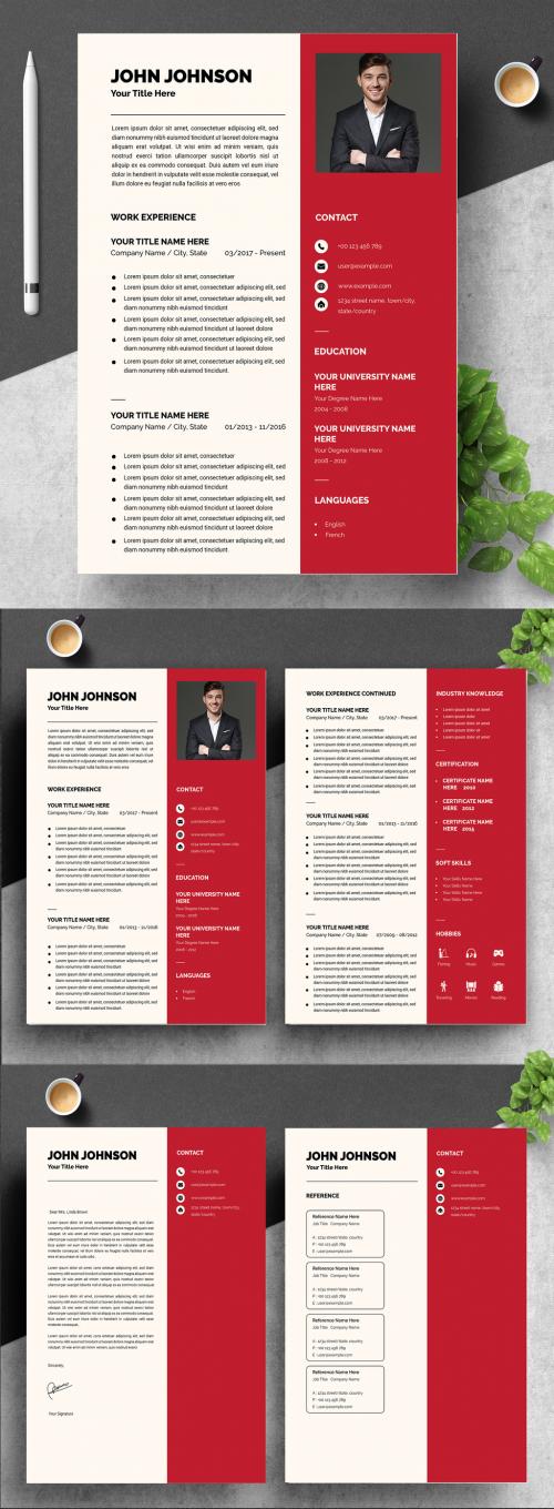 Profile Resume Red Color Design Template Layout 575218665