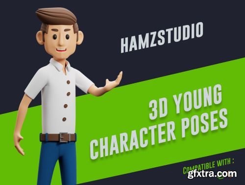 3D Young Character Poses Ui8.net