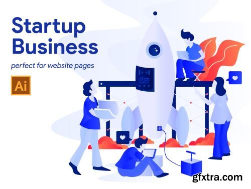 5 Startup Business Illustration Ui8.net