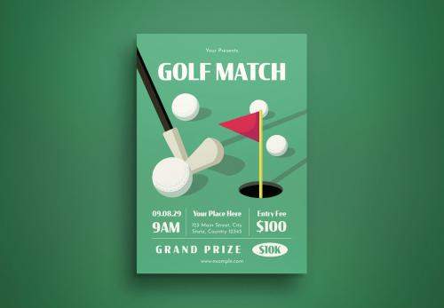 Green Retro Golf Match Flyer Layout 578606128