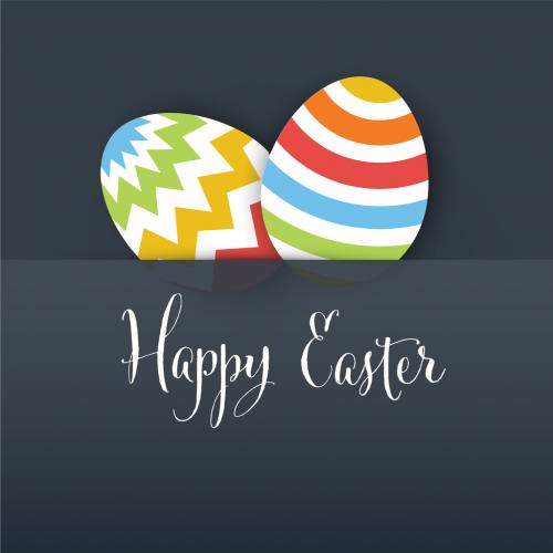 Simple easter card template with paper decorated easter eggs - dark version 569529972