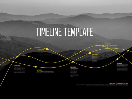 Minimalistic timeline template with photo landscape placeholder and yellow accent 571229345