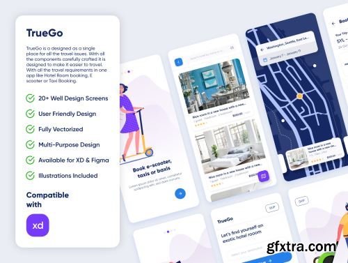 TrueGo Travel App UI Kit Ui8.net