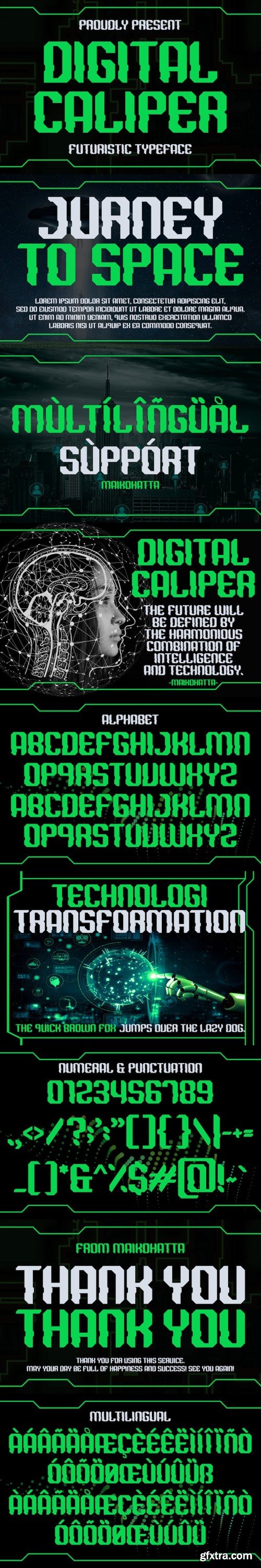 Digital Caliper - Futuristic Typeface