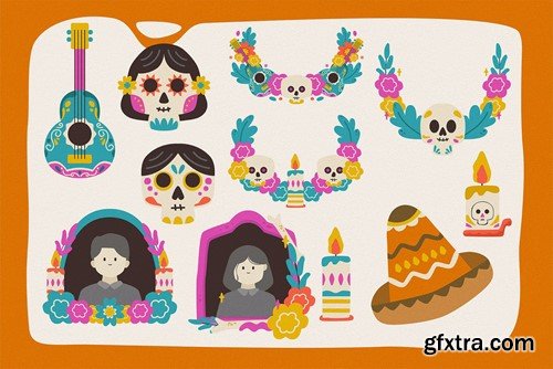 Dia de les Muertos Vector Clipart Pack EF2WFKF