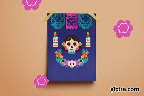 Dia de les Muertos Vector Clipart Pack EF2WFKF