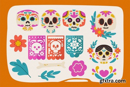 Dia de les Muertos Vector Clipart Pack EF2WFKF