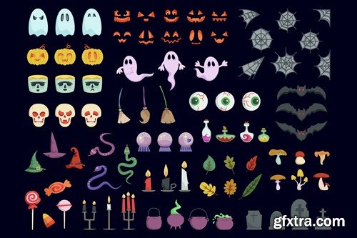 Big Set of Halloween Design Elements T9EJL56