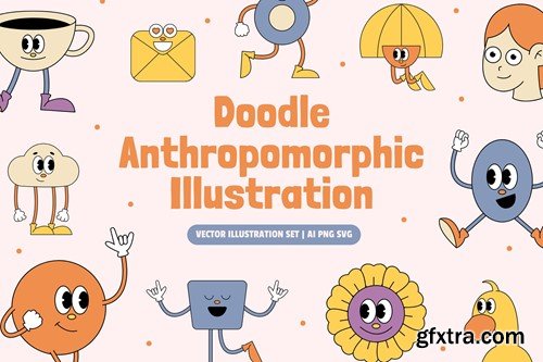 Doodle Anthropomorphic Illustration Set LHKFK4N