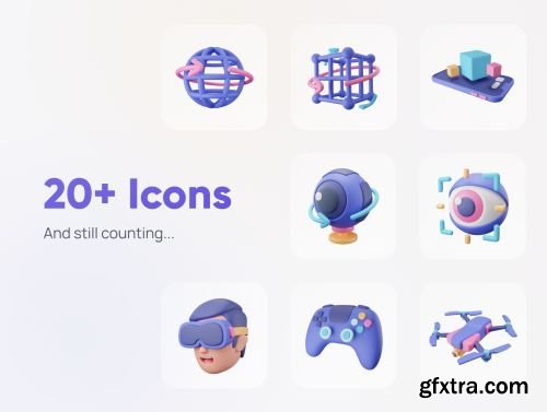 Virtually - AR-VR 3D Icon Set Ui8.net