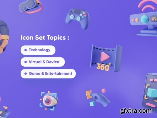 Virtually - AR-VR 3D Icon Set Ui8.net