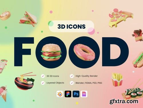 30 3D Food & Meals Icons Illustration Ui8.net