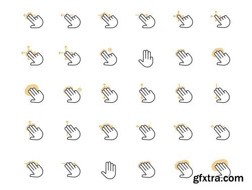 300 Hand Gesture Icon Set Ui8.net