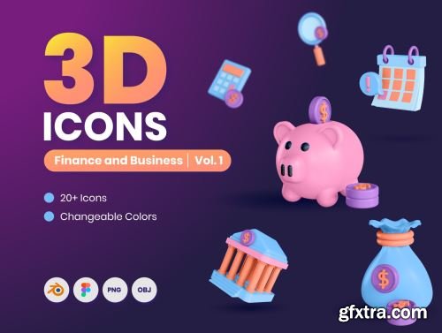 25 3D Finance & Business Icons Ui8.net