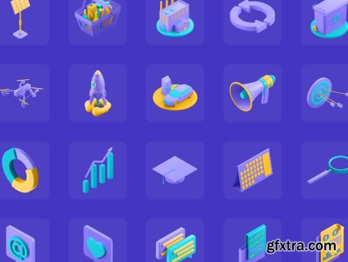 3D Isometric Icons Ui8.net