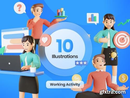 3D Work Activity Illustration Pack Ui8.net