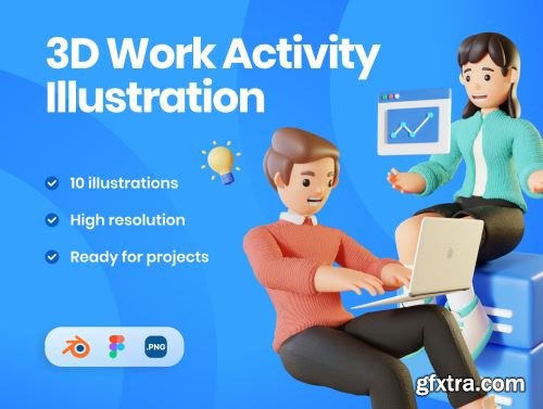 3D Work Activity Illustration Pack Ui8.net