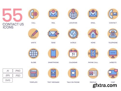 55 Contact Us Icons | Butterscotch Series Ui8.net