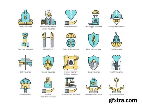95 Insurance Icons | Aqua Series Ui8.net