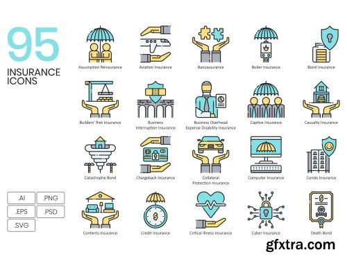 95 Insurance Icons | Aqua Series Ui8.net