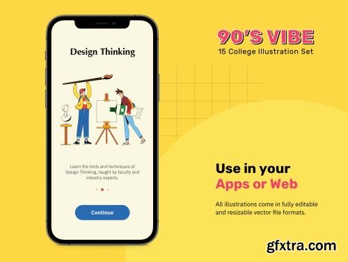 90\'s Vibes - College Illustrations Ui8.net