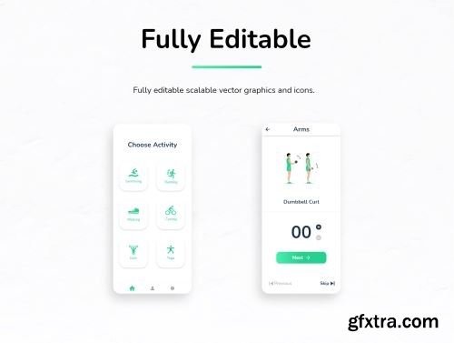 All in one Fitness Mobile App UI Kit Ui8.net